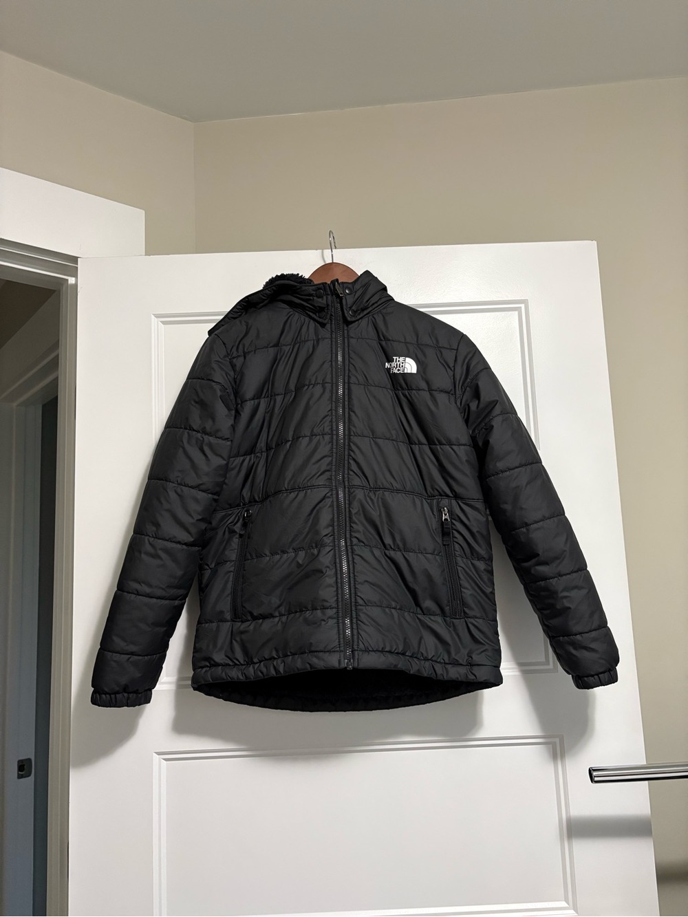 The North Face Kids Black Puffer Jacket with Hood Sz 14/16
